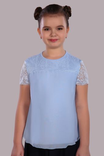 Блузка для девочки Анжелика Арт. 13177 (Светло-голубой) - Модно-Трикотаж
