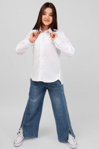 Блузка для девочки хлопковая SP1014 (Белый) - Модно-Трикотаж