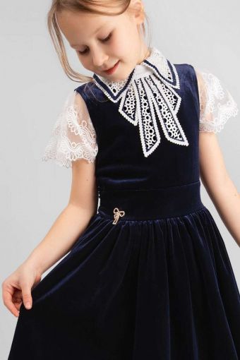 Блузка трикотажная для девочки SP014 (Кремово-синий) - Модно-Трикотаж