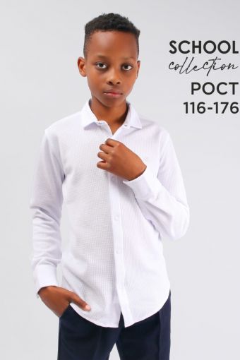 Рубашка трикотажная для мальчика на кнопках SP5051 (Белый) - Модно-Трикотаж