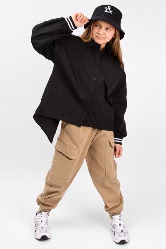 Блузка оверсайз для девочки SP1013 (Черный) - Модно-Трикотаж