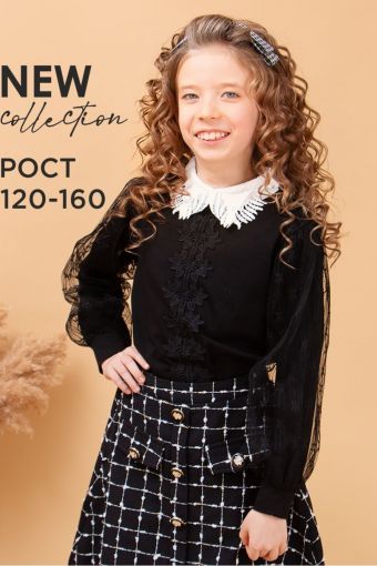 Блузка для девочки SP6542 (Черный) - Модно-Трикотаж