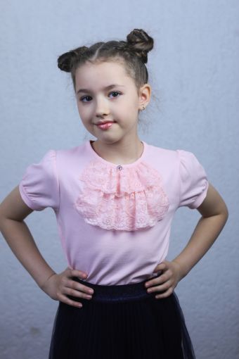 Джемпер с коротким рукавом для девочки 61318 (Нежно-розовый) - Модно-Трикотаж
