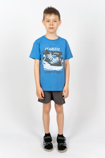 Комплект для мальчика 4293 (футболка _ шорты) (Джинс/т.синий) - Модно-Трикотаж