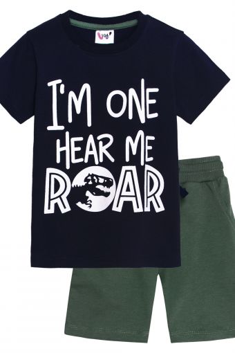 Комплект для мальчика 4290 (футболка_шорты) (Т.синий/хаки) - Модно-Трикотаж