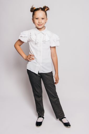 Джемпер для девочки с коротким рукавом 61395 (Белый) - Модно-Трикотаж