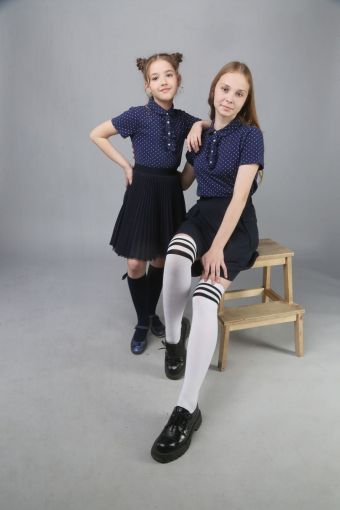 Джемпер с коротким рукавом для девочки 61217 (Синий) - Модно-Трикотаж