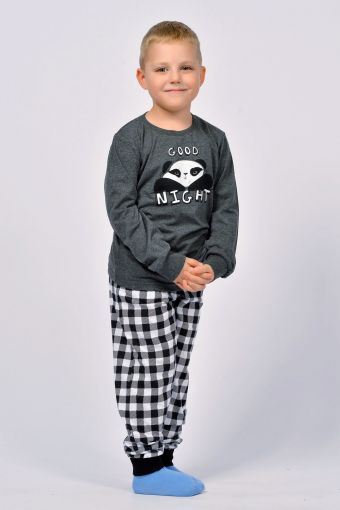 Пижама для мальчика 92207 (Темно-серый меланж/черная клетка) - Модно-Трикотаж