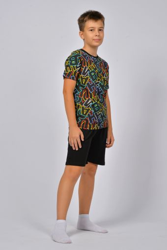 Пижама для мальчика 92220 (Цветная клетка/черный) - Модно-Трикотаж