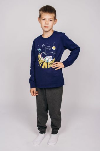 Пижама для мальчика 92206 (Темно-синий/т.серый меланж) - Модно-Трикотаж