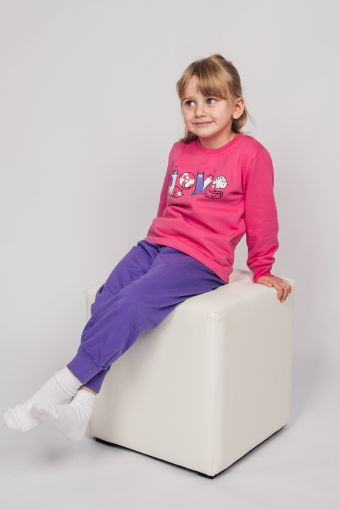 Пижама для девочки 91224 (Розовый/васильковый) - Модно-Трикотаж