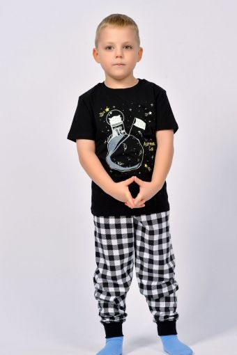 Пижама для мальчика 92210 (Черный/черная клетка) - Модно-Трикотаж