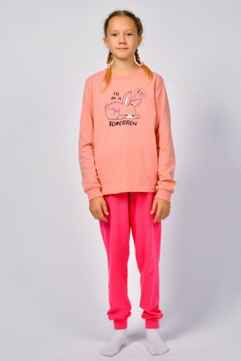 Пижама для девочки 91230 (Пыльная роза/ярко-розовый) - Модно-Трикотаж