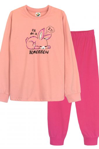 Пижама для девочки 91230 (Пыльная роза/ярко-розовый) (Фото 2)