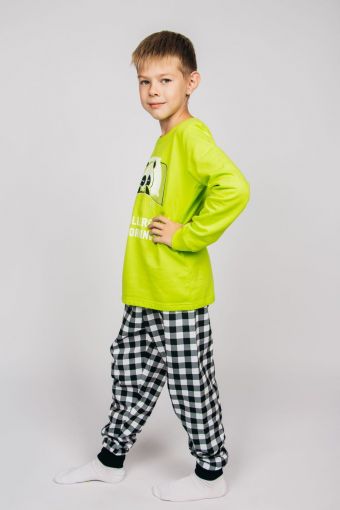 Пижама детская 92208 (Салатовый/черная клетка) - Модно-Трикотаж