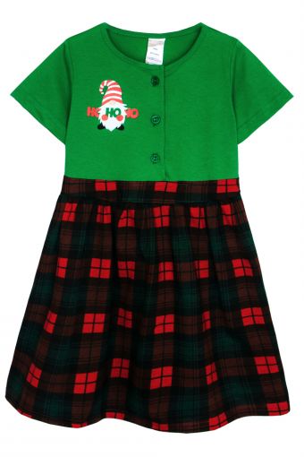 Платье для девочки 81204 (Зеленый/зеленая клетка) - Модно-Трикотаж