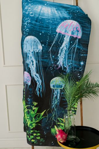 Полотенце пляжное Медузы (Темно-синий) - Модно-Трикотаж