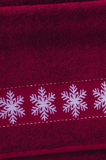 Полотенце махровое Снежинки (Красный) - Модно-Трикотаж