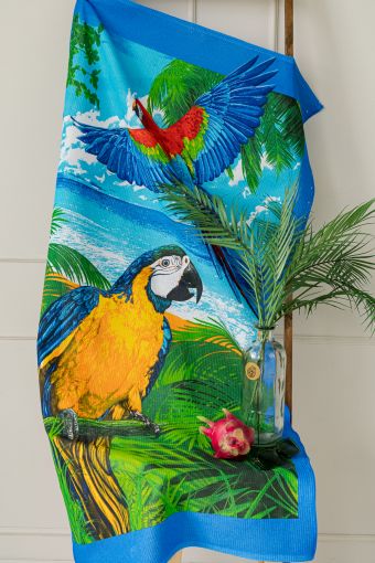 Полотенце банное Попугаи (Синий) - Модно-Трикотаж