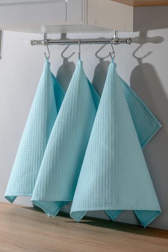 Набор вафельных полотенец в подарочной упаковке (Голубой) - Модно-Трикотаж
