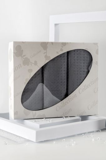 Набор вафельных полотенец в подарочном коробе (Серый) - Модно-Трикотаж