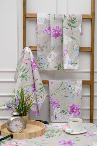 Набор полотенец Бабочки и цветы (Серый) - Модно-Трикотаж