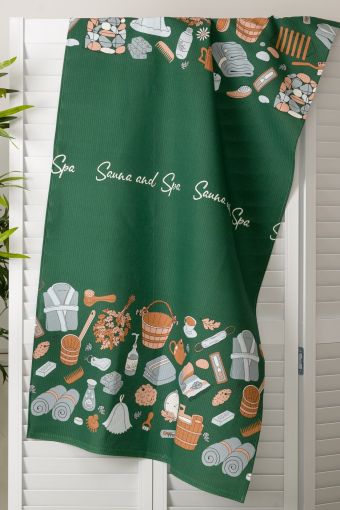 Полотенце пляжное Сауна и спа (Зеленый) - Модно-Трикотаж