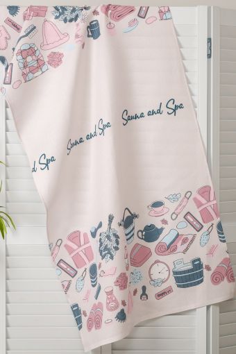 Полотенце пляжное Сауна и спа (Розовый персик) - Модно-Трикотаж