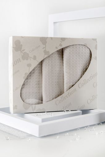 Набор вафельных полотенец в подарочном коробе (Белый) - Модно-Трикотаж