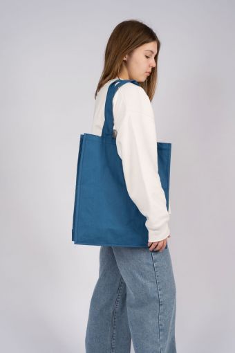 Эко-сумка (шоппер) большая однотонная 1801 (Темно-синий) - Модно-Трикотаж