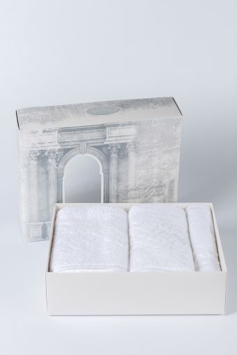 Набор махровых полотенец в подарочном коробе Плэйт (Белый) (Фото 2)