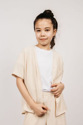 Рубашка для девочки 0610 (Бежевый) - Модно-Трикотаж