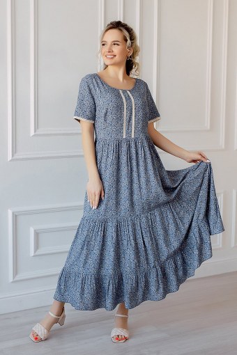 Платье Р931 Евдокия (Голубой) - Модно-Трикотаж