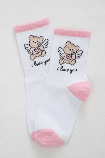 Носки детские Мишка-Ангел комплект 1 пара (Белый/розовый) (Фото 2)