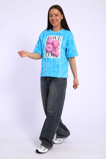 футболка женская 74254 (Батик бирюза) - Модно-Трикотаж