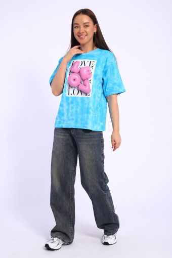 футболка женская 74254 (Батик бирюза) (Фото 2)