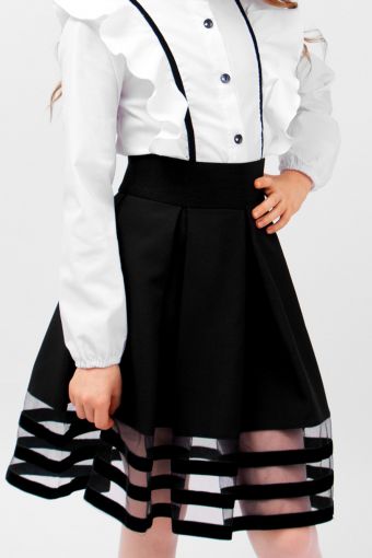 Юбка для девочки с бархатной отделкой SP0109 (Черный) - Модно-Трикотаж