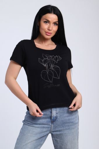 футболка женская 74256 (Черный) - Модно-Трикотаж