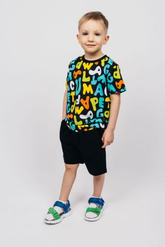 Комплект для мальчика 42116 (Буквы на черном) - Модно-Трикотаж