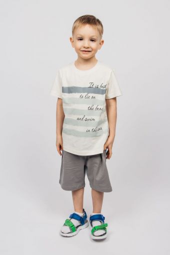 Комплект для мальчика 42111 (Молочный/серый) - Модно-Трикотаж