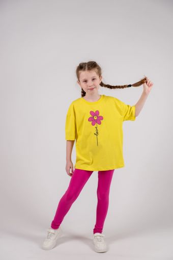 Комплект для девочки 41142 (Желтый/фуксия) - Модно-Трикотаж