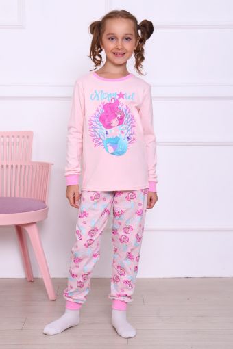 Пижама Русалка длинный рукав детская (Розовый) - Модно-Трикотаж
