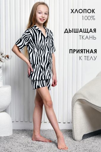 Пижама М22081 (Черный_белый) - Модно-Трикотаж