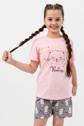 Пижама Малявка детская короткий рукав с шортами (Розовый) - Модно-Трикотаж