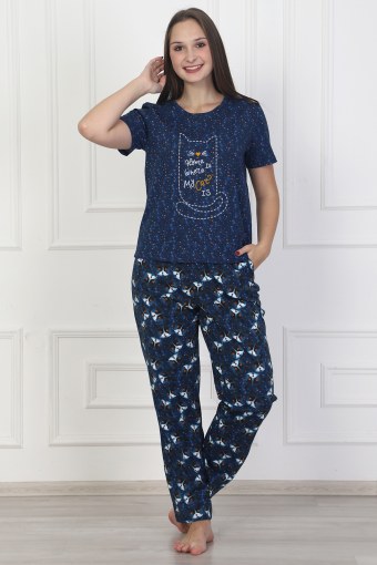 Пижама 4Н Звёздный кот (брюки) жен - Модно-Трикотаж