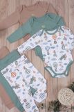 Комплект одежды для новорожденных, костюм боди и штаны 3 шт арт. НБ-3БЧШ (Воздушные путешествия) (Фото 3)