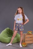 Пижама для девочки Картошка фри арт. ПД-019-046 (Серый меланж) (Фото 1)