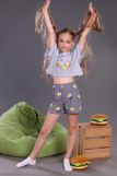 Пижама для девочки Картошка фри арт. ПД-019-046 (Серый меланж) (Фото 3)