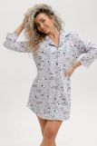 Платье-рубашка женское ПД-007В (Собачки светло-серые) (Фото 1)