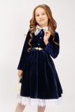 Платье бархатное для девочки со съемным воротником SP0061 (Темно-синий) (Фото 1)